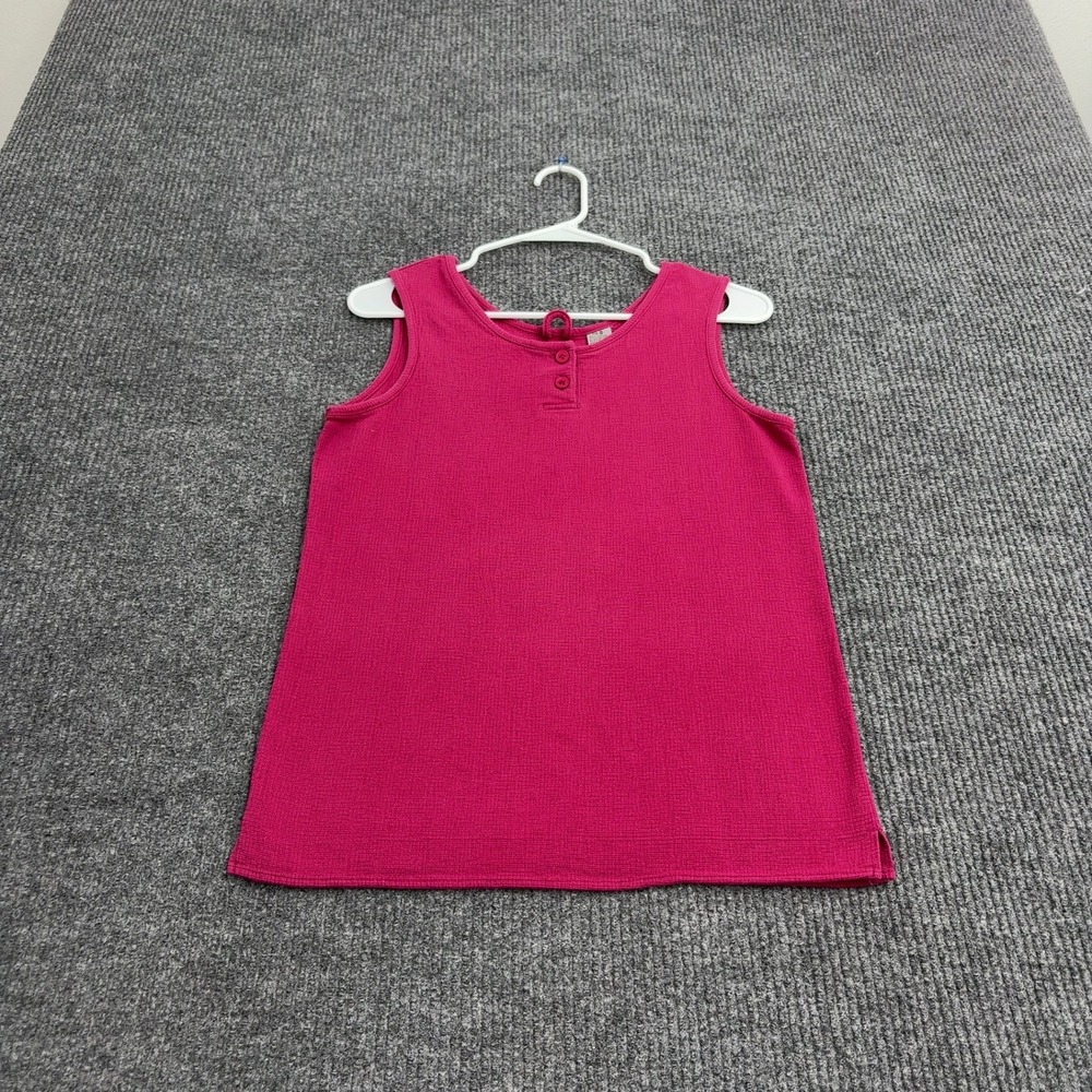 EMS Tank Top Womens S Pink Cotton Waffle Knit Henley Gorpcore Casual